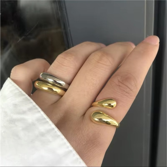 NEW 18K Gold Water-drop Resizable Ring - Picture 11 of 13